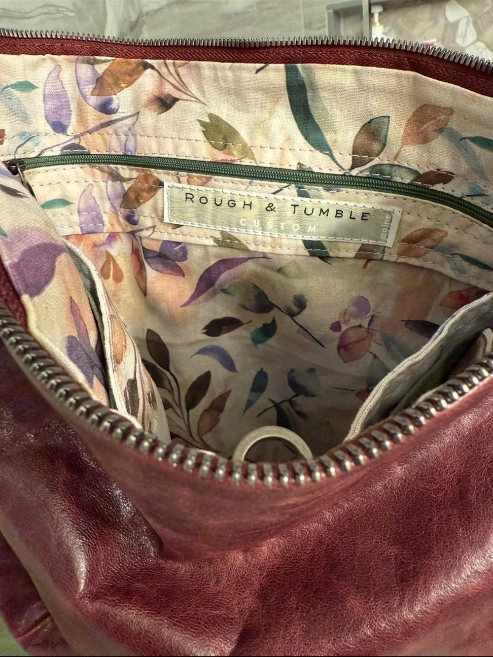 Rough and Tumble small plain front Hobo in Pinot .